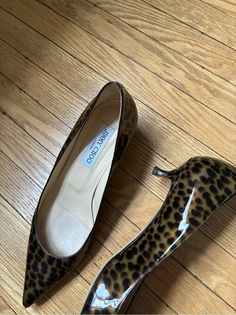 Jimmy Choo Leopard Patent Pointed-Toe kitten heel - Picture 3 of 7